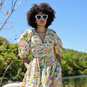 Brand New with Tags – Jesse Zhao Wonderland Floral Taffeta Midi Dress – Size 4